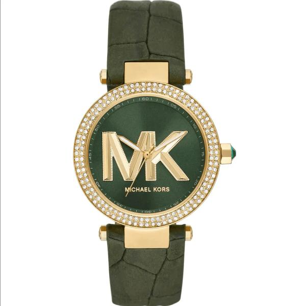 Montre Michael Kors Parker MK4724 Femme Dorée Cadran Vert Bracelet Cuir