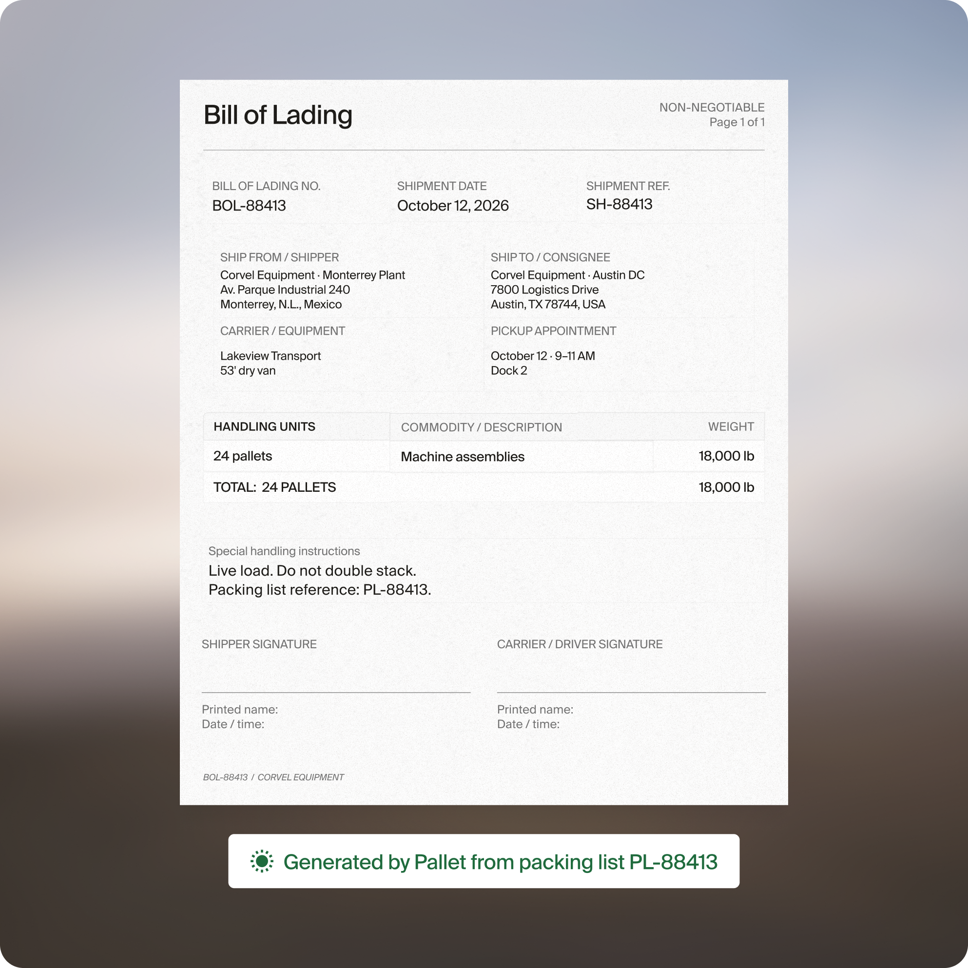 Logistics use cases for manufacturers