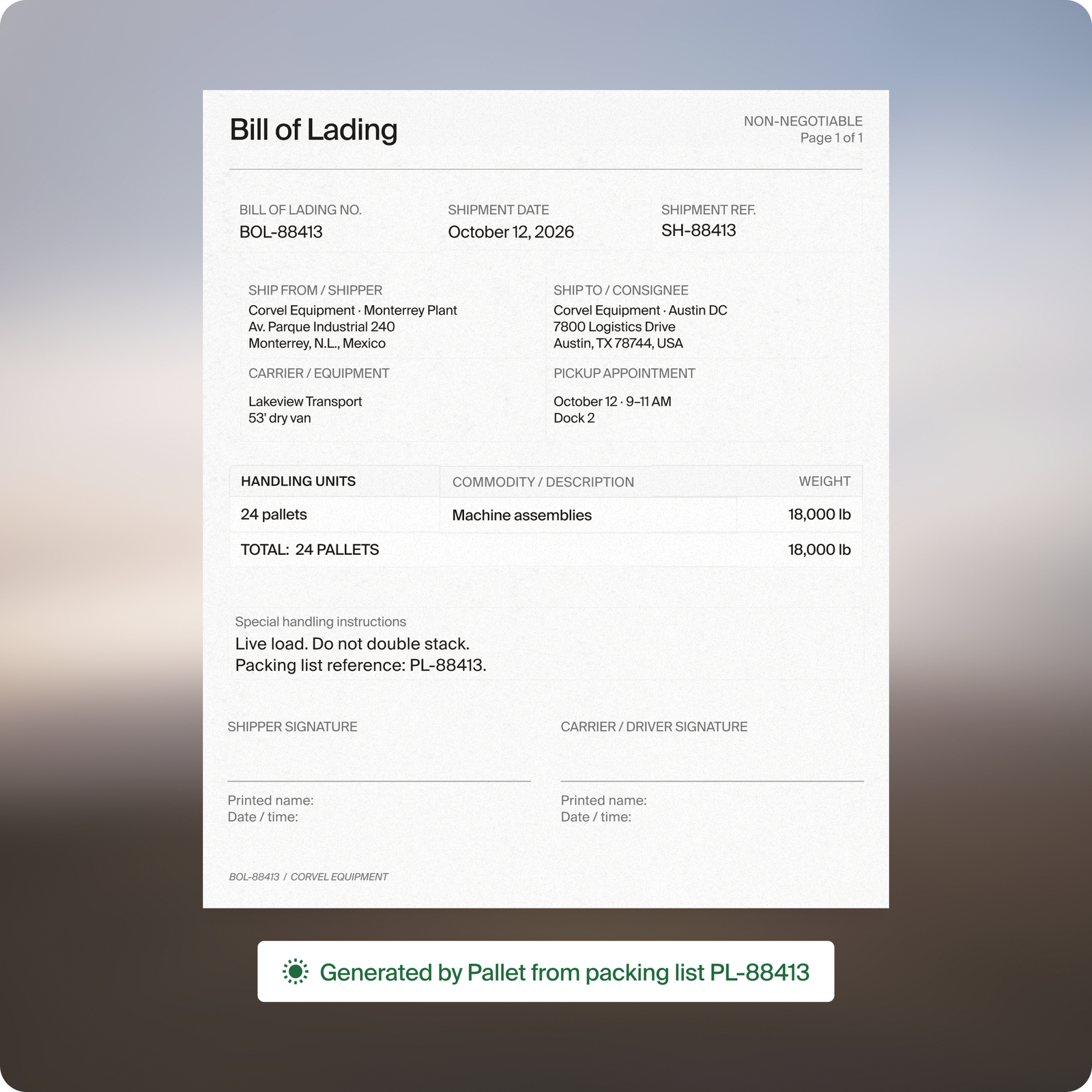 Logistics use cases for manufacturers