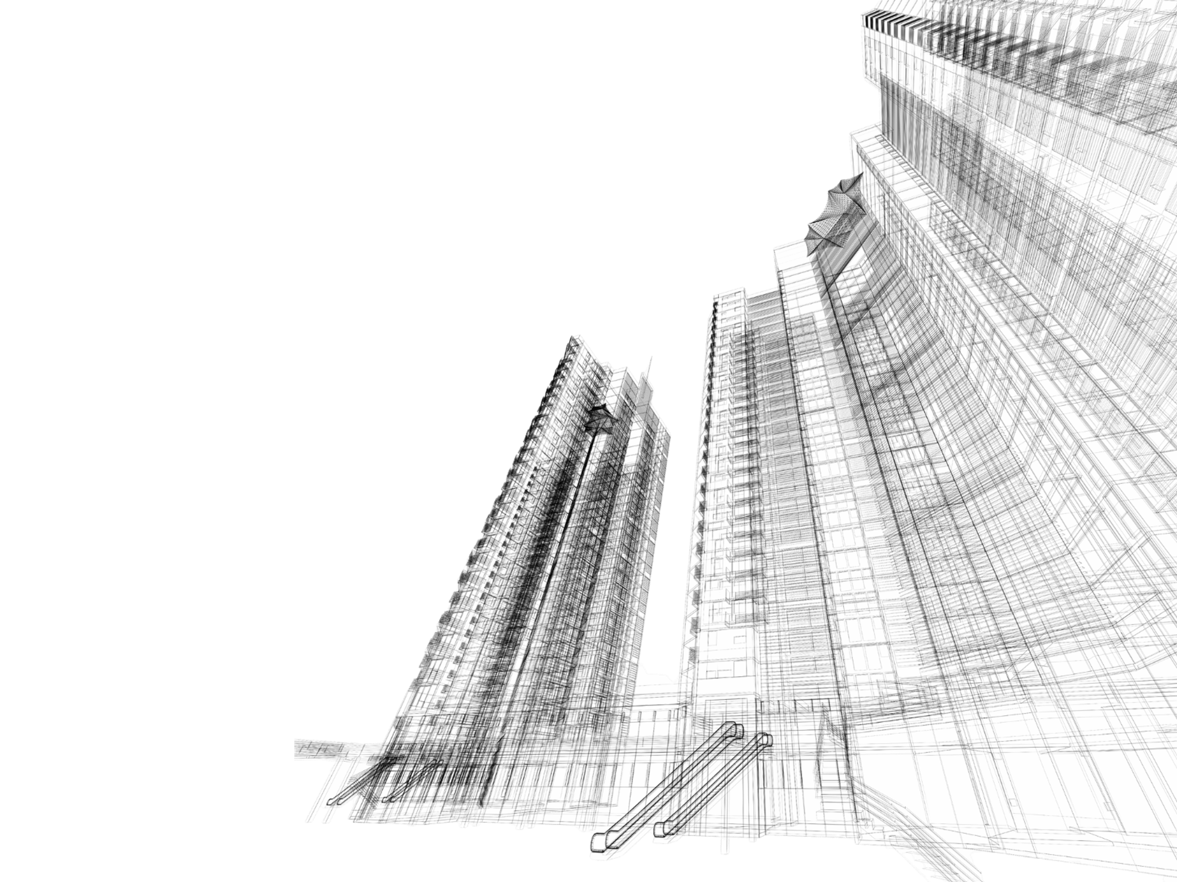 Architectural sketch of a development concept