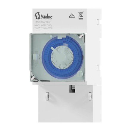 24 Hour Analogue Flat Face Time Switch - 240Vac Din Rail Mount