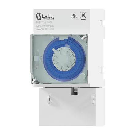 24 Hour Analogue Flat Face Time Switch - 240Vac Din Rail Mount