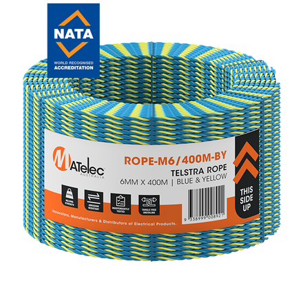 6mm 400m Blue & Yellow Telstra Rope