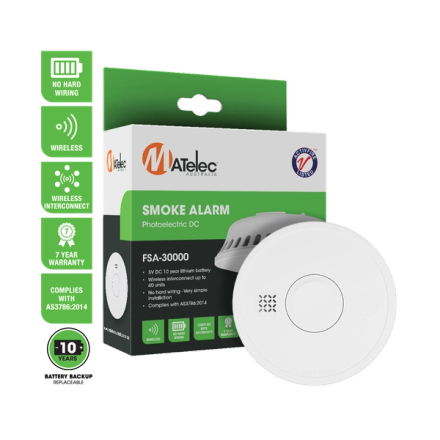 Wireless Photoelectric Smoke Alarm with 10-year Lithium Battery