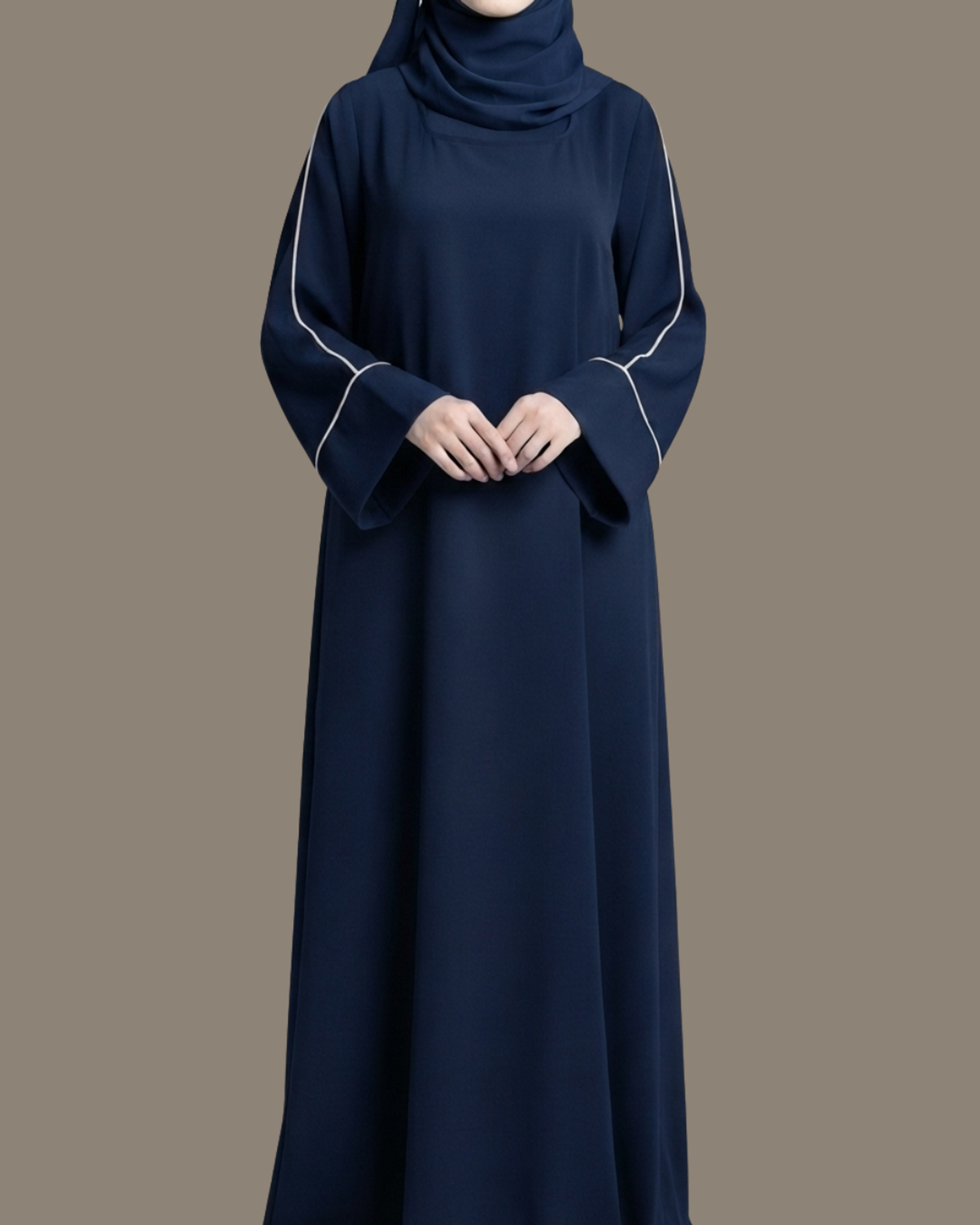 Piping Abaya Style 3 - Navy Blue