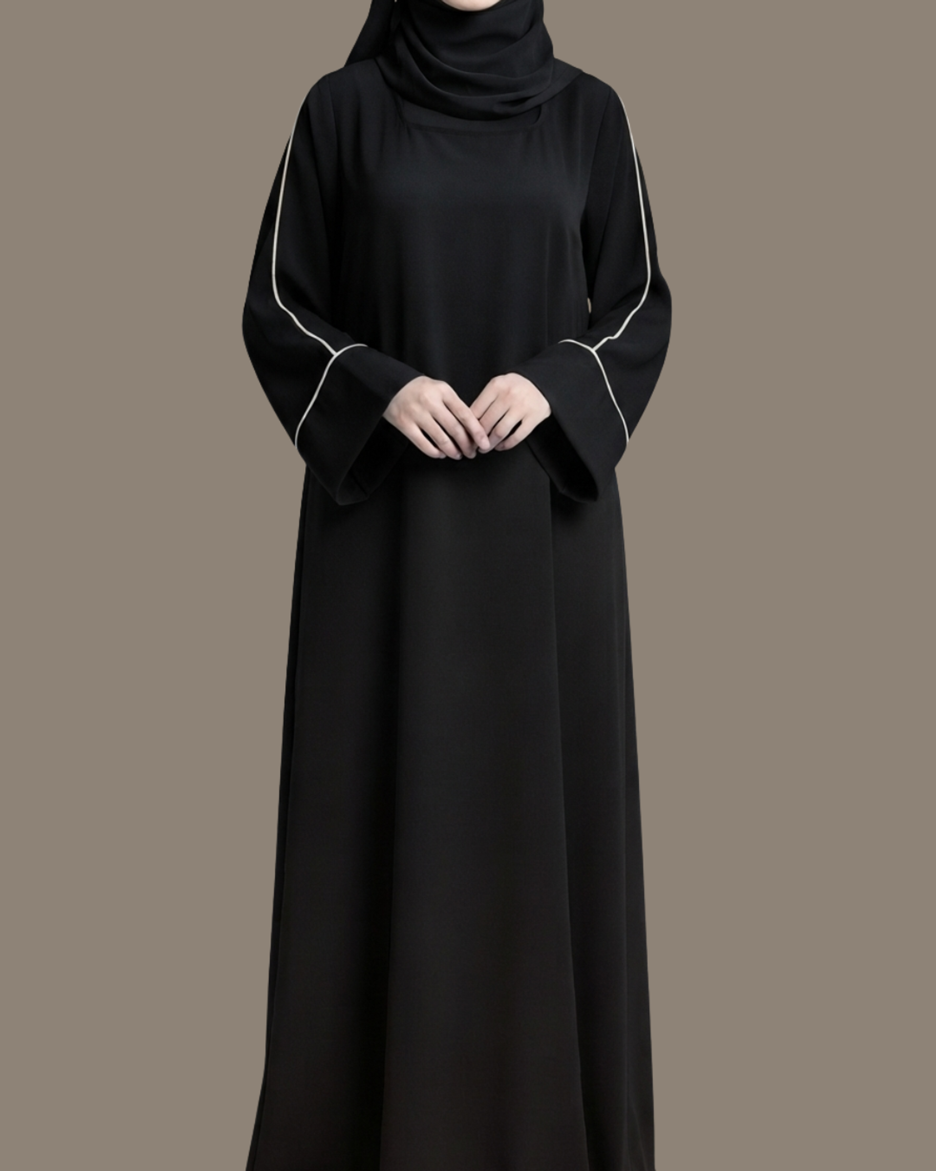 Piping Abaya Style 3 - Black