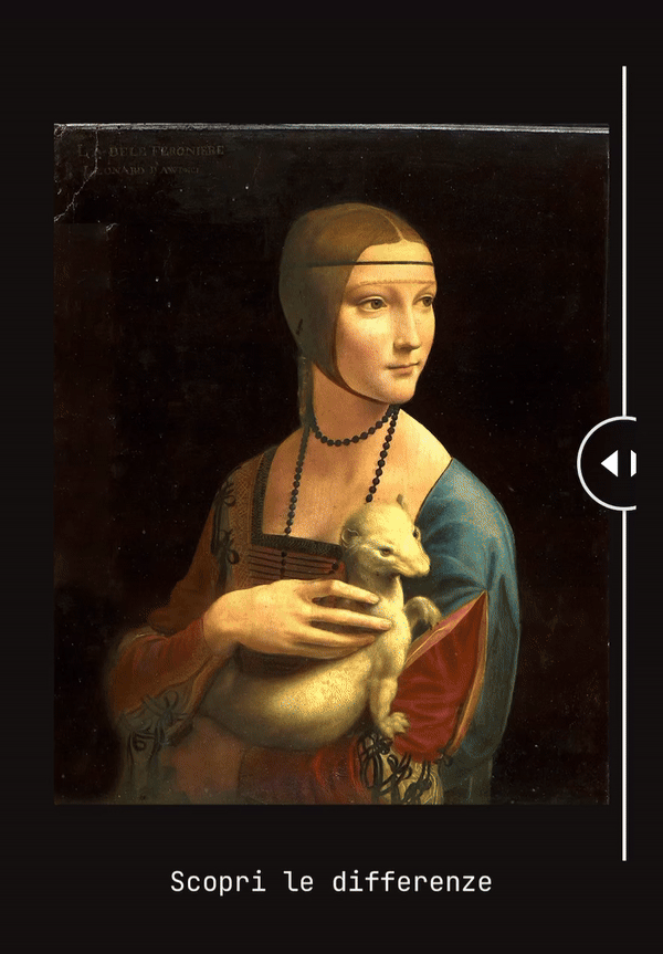 Una gif che mostra come il dipinto "la dama con l'ermellino" si sia trasformata per il progetto