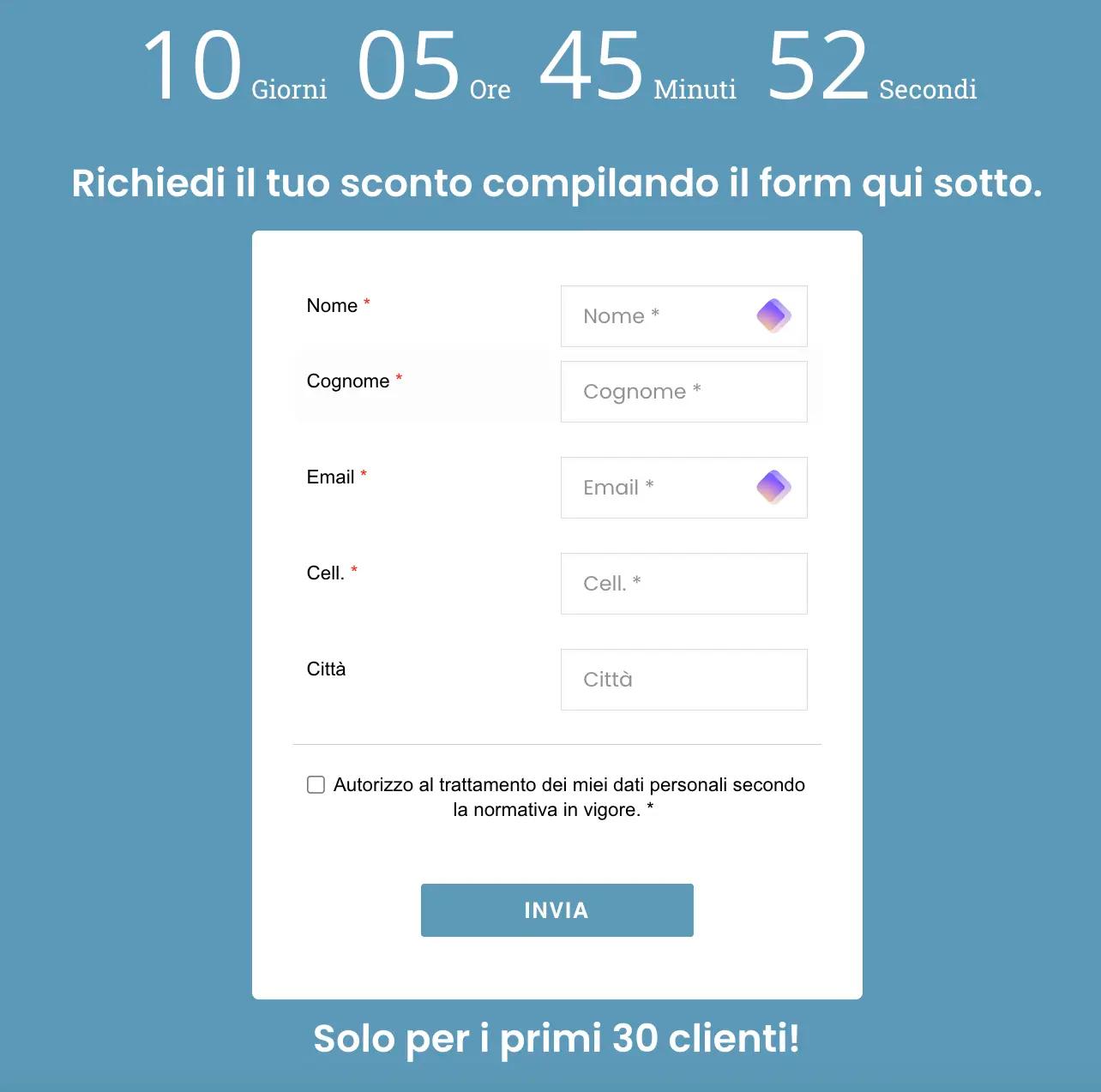 Una landing page realizzata per aumentare le vendite di un nostro cliente, fatta in modo da richiamare i potenziali acquirenti in negozio