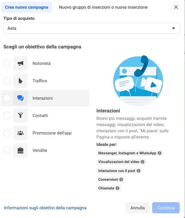 Il primo passo per la tua campagna pubblicitaria online è scegliere il suo obiettivo