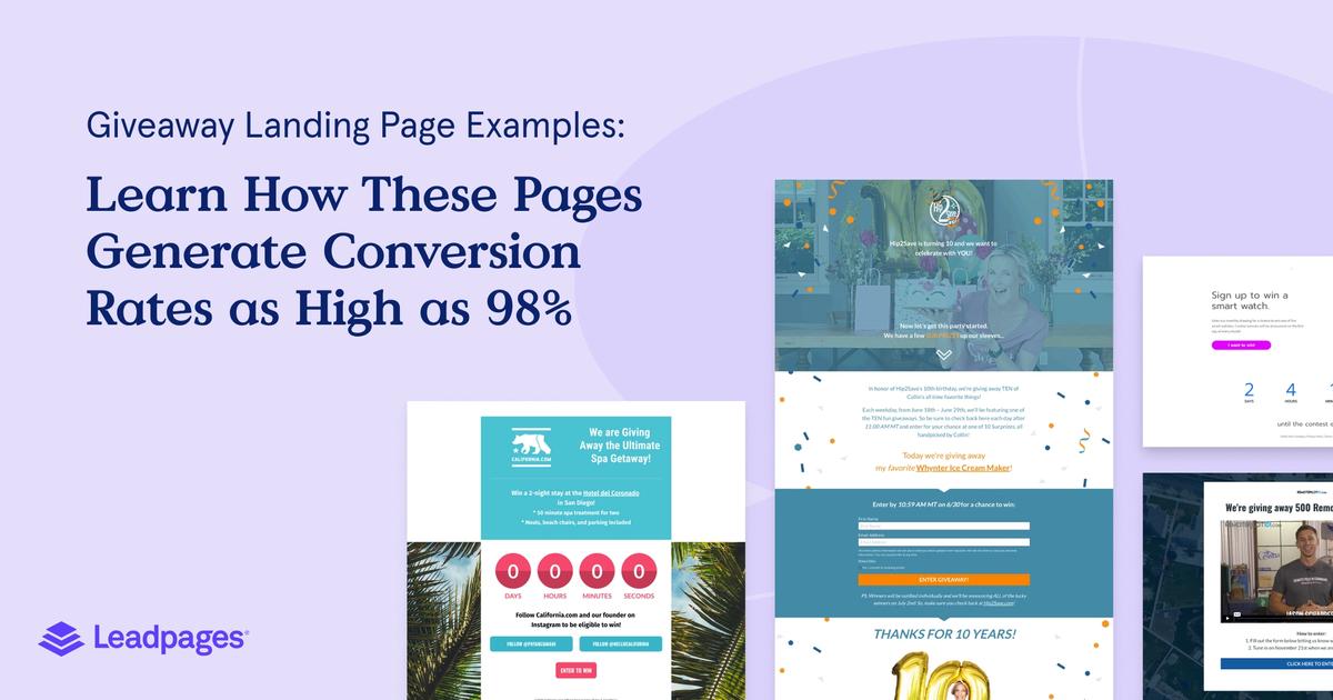 Giveaway Landing Page Examples Conversion Rates Up to 98