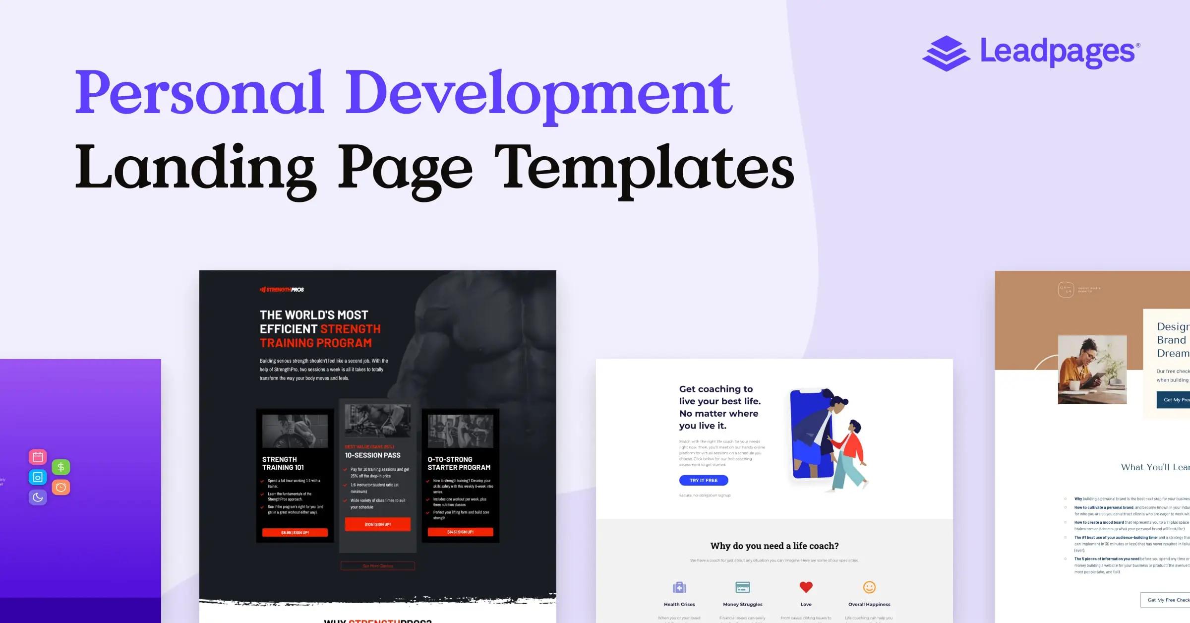 Life coaching landing page templates