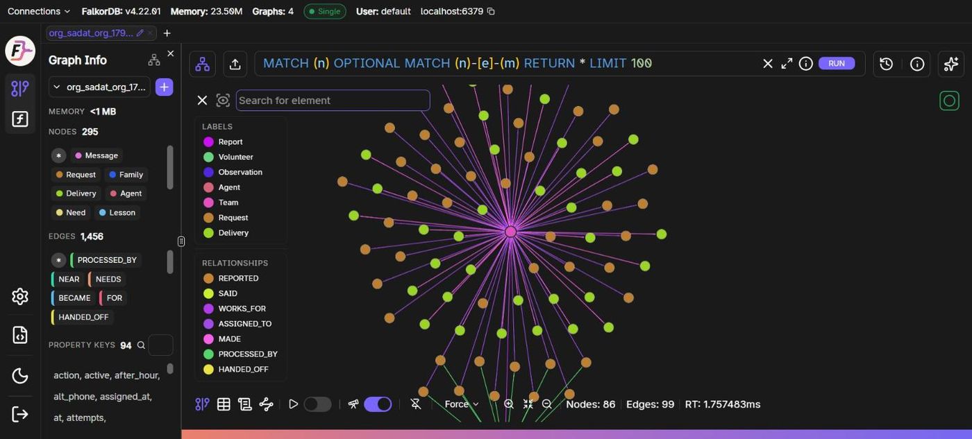 The organisation graph in the FalkorDB Browser