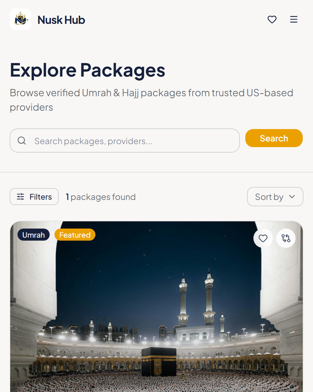 Package listing with filters