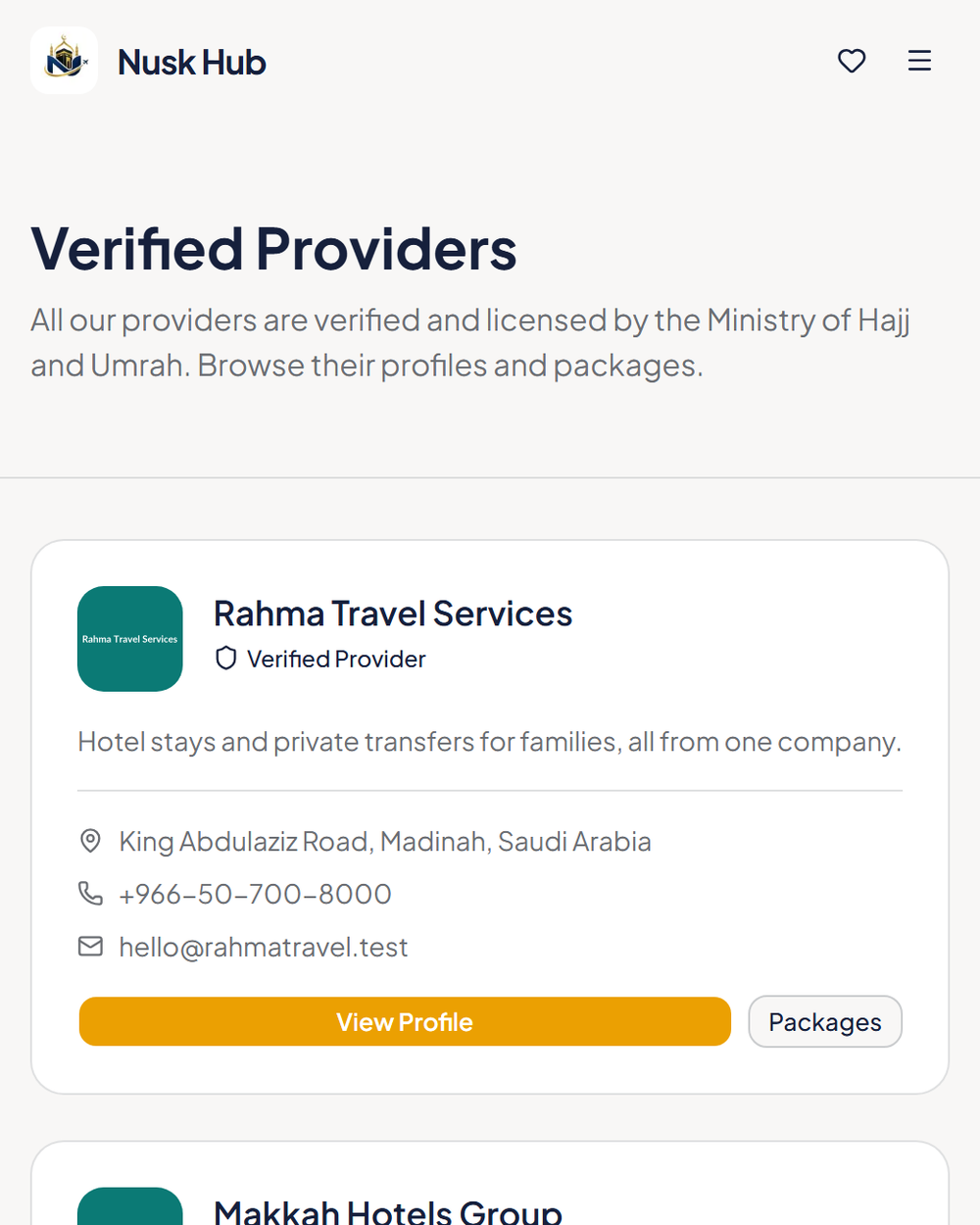 Verified provider directory
