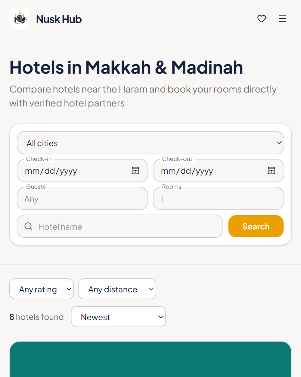 Hotel search near the Haram