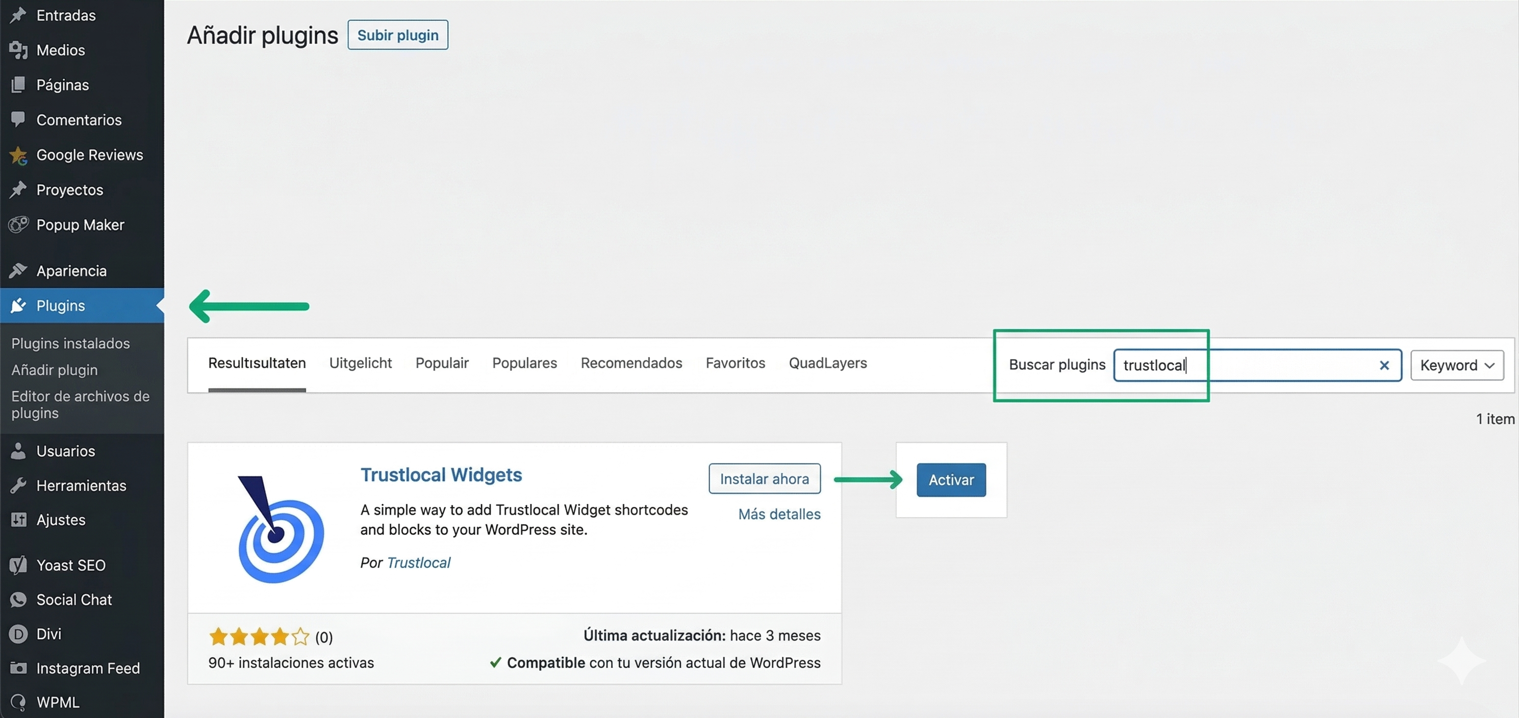 Paso 4: Instala el plugin 'Trustlocal Widgets'