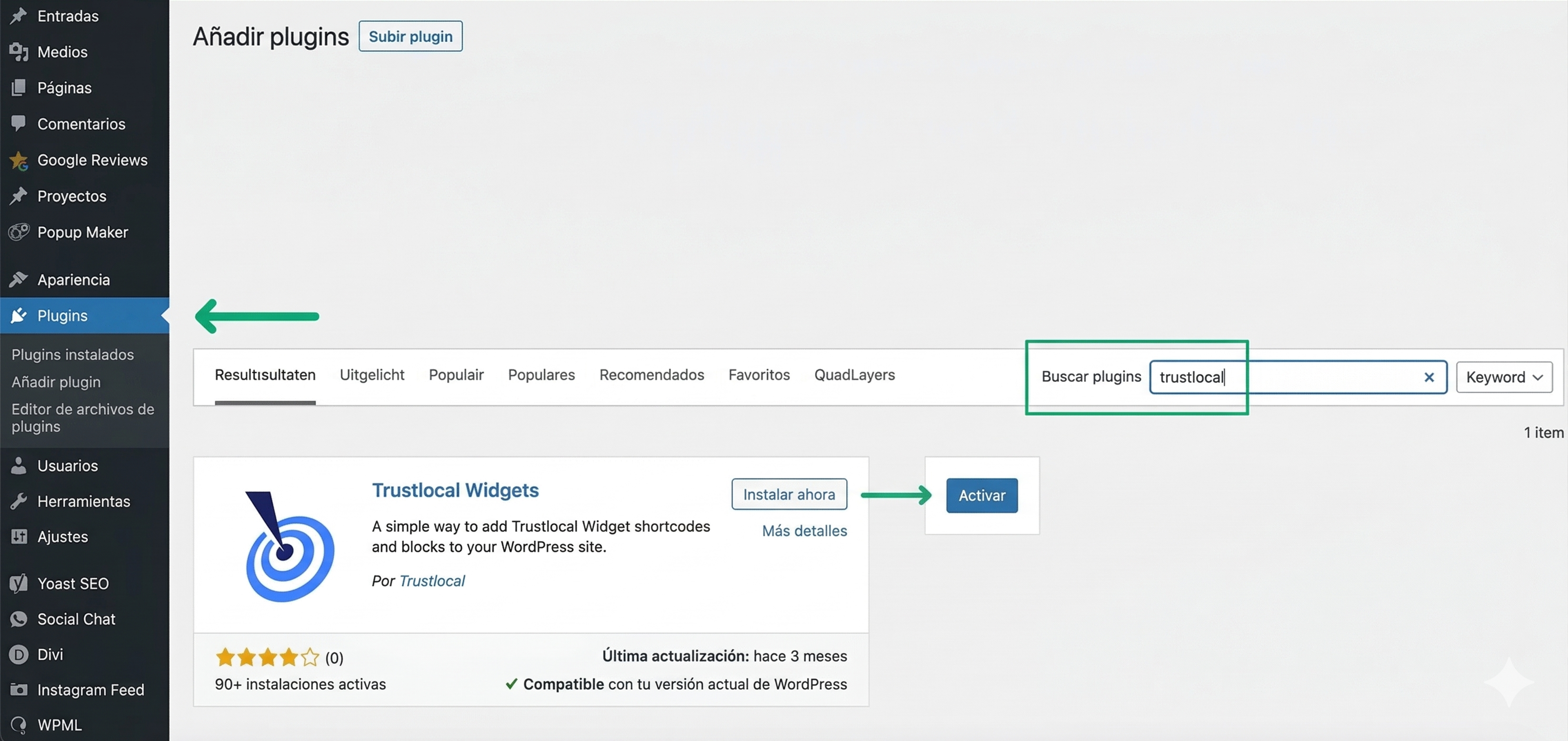 Paso 4: Instala el plugin 'Trustlocal Widgets'