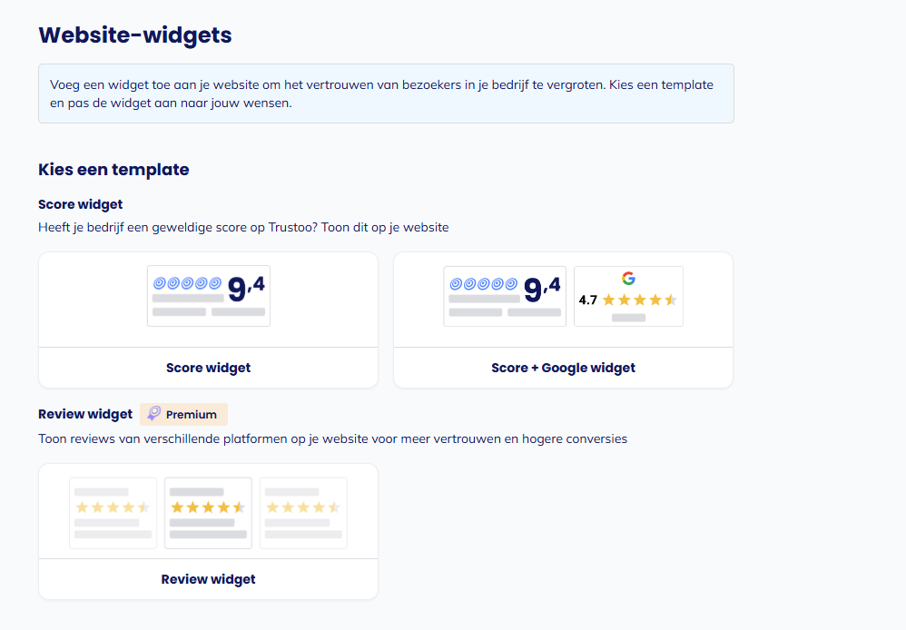 Stap 1: Kies welke widget(s) je wil 