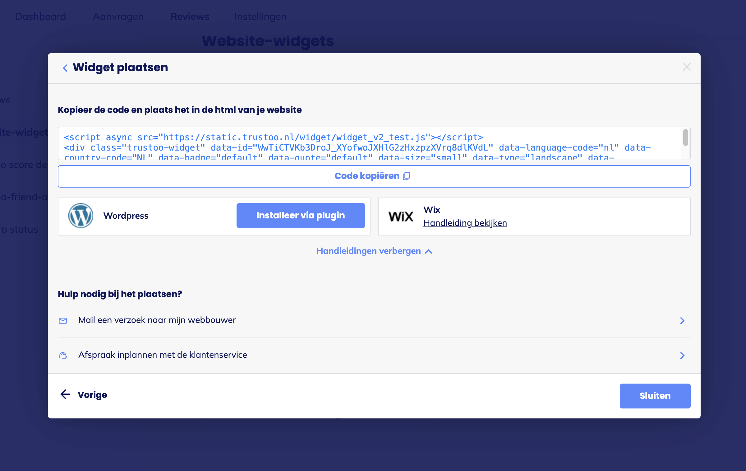 Stap 3.1: Klik op 'Installeer via plugin' 
