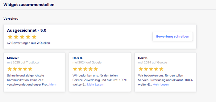 Holen Sie mehr aus Ihren Bewertungen heraus mit dem Trustlocal Bewertungs-Widget