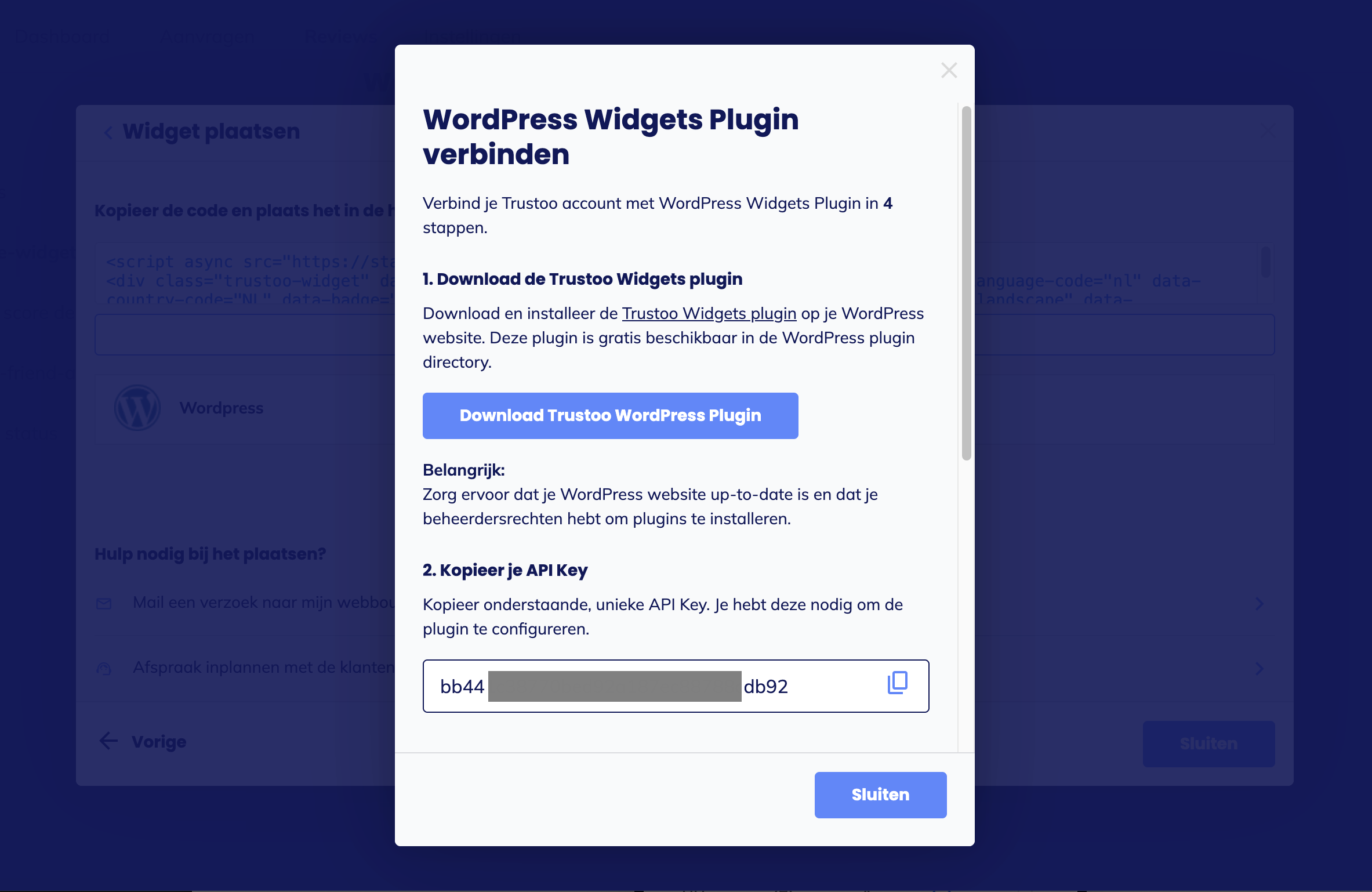 Stap 3.2: Kopieer de API Key