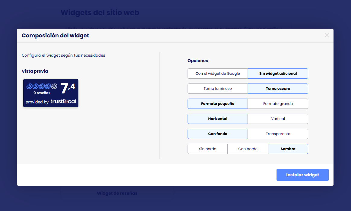 Paso 2 : Personaliza el widget