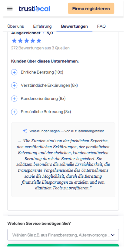KI-generierte Bewertungszusammenfassung