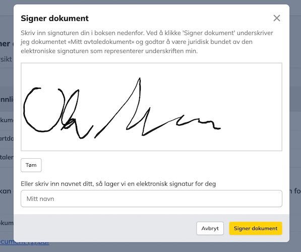Skriv inn signatur
