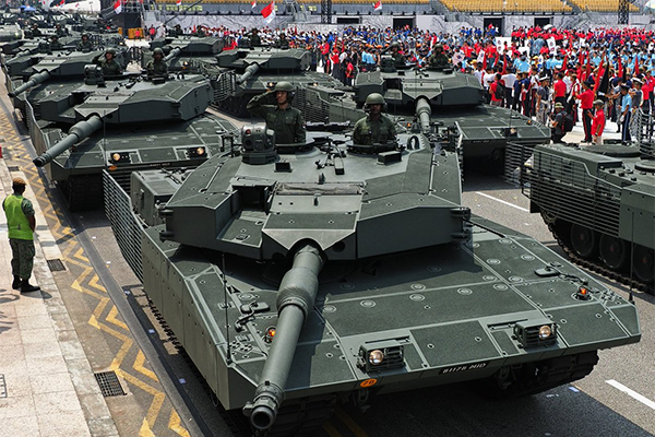 Singapore Leopard 2A4 Tanks at a past National Day celebration parade.