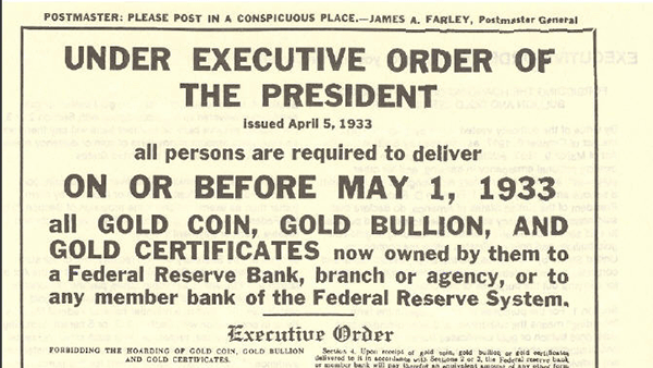 Gold confiscation executive order 6102