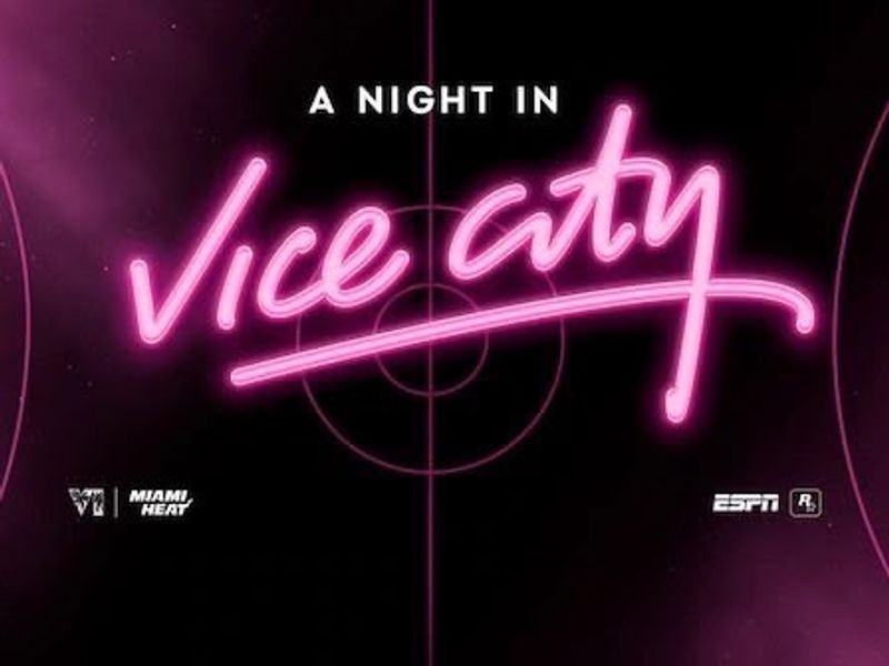A Night in Vice City: Miami Heat and Rockstar Games promotional artwork