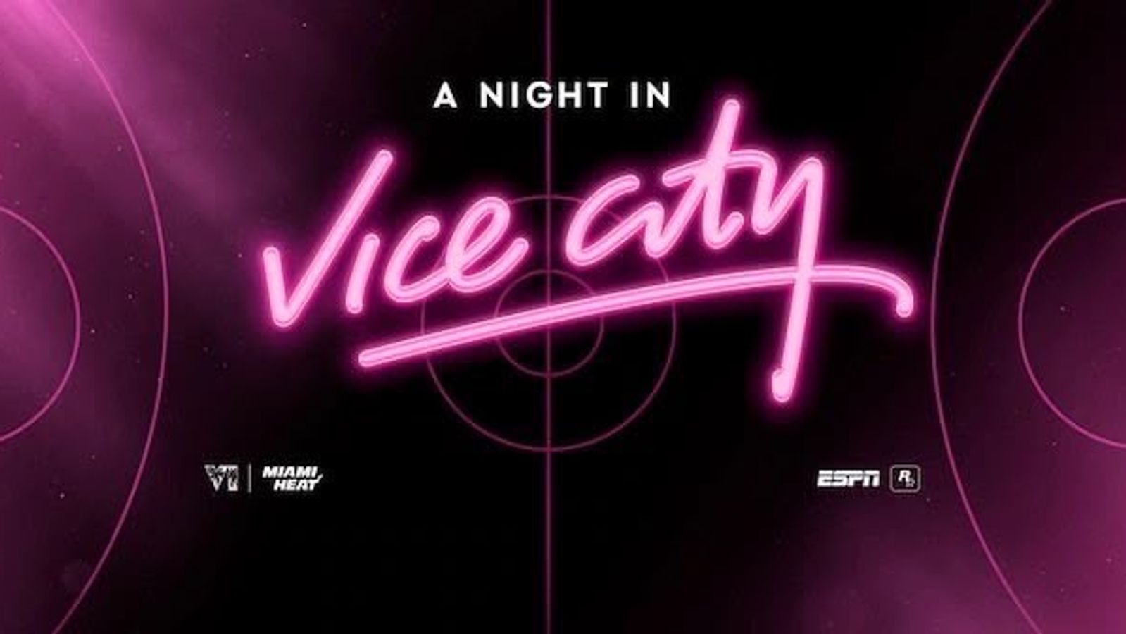A Night in Vice City: Miami Heat and Rockstar Games promotional artwork