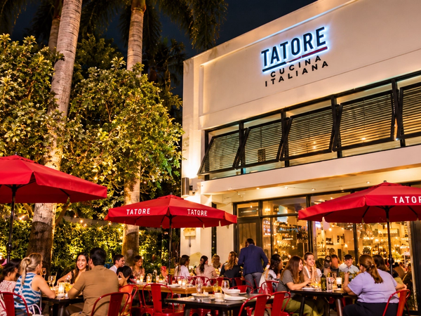Tatore restaurant terrace in North Miami Beach at night