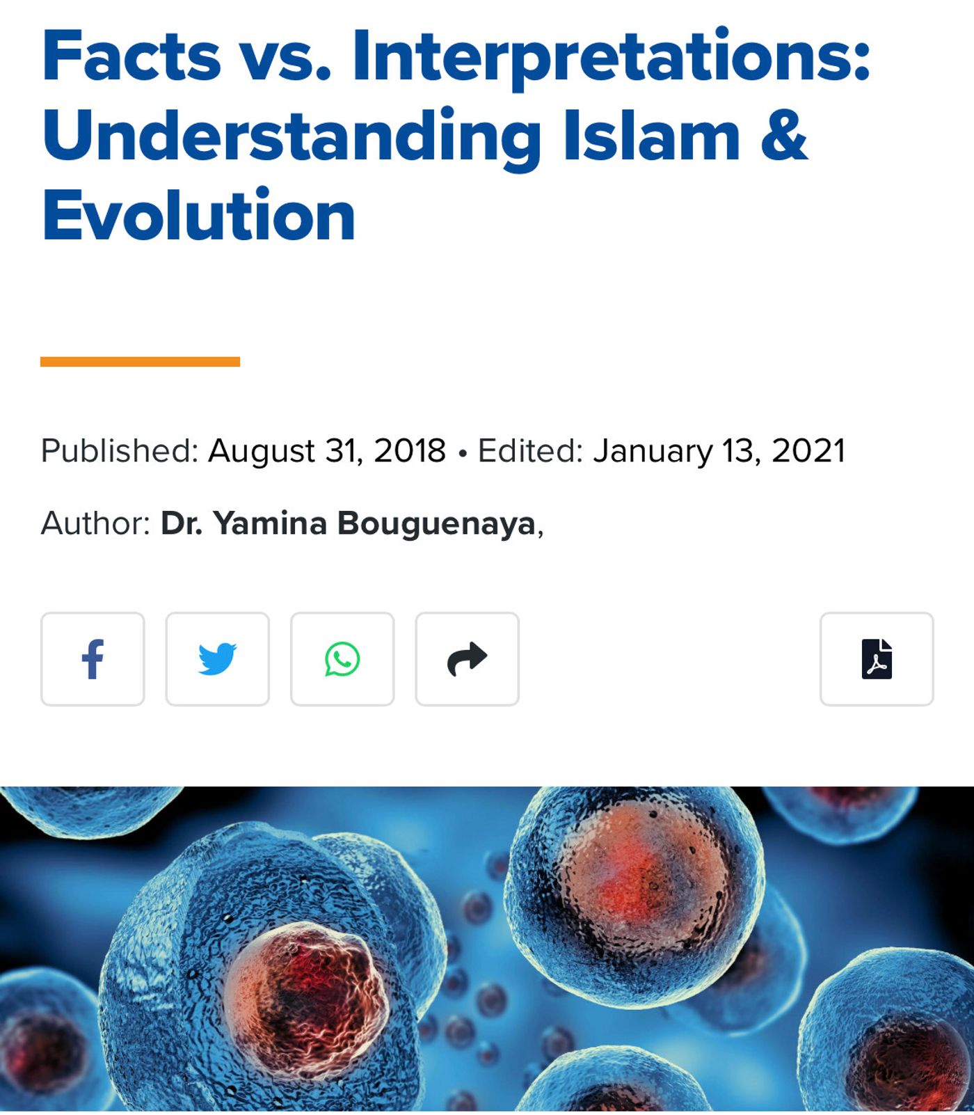 Yaqeen Institute Research: Is Evolution Compatible with Islam?