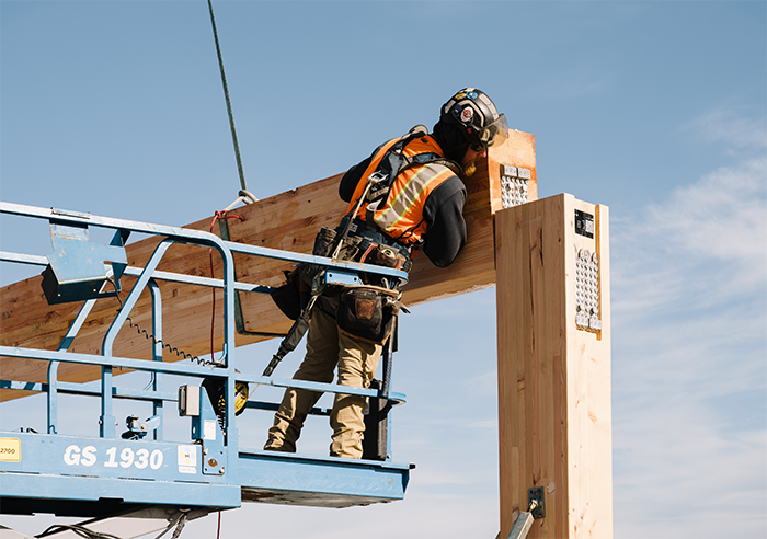 Person assembling a structure