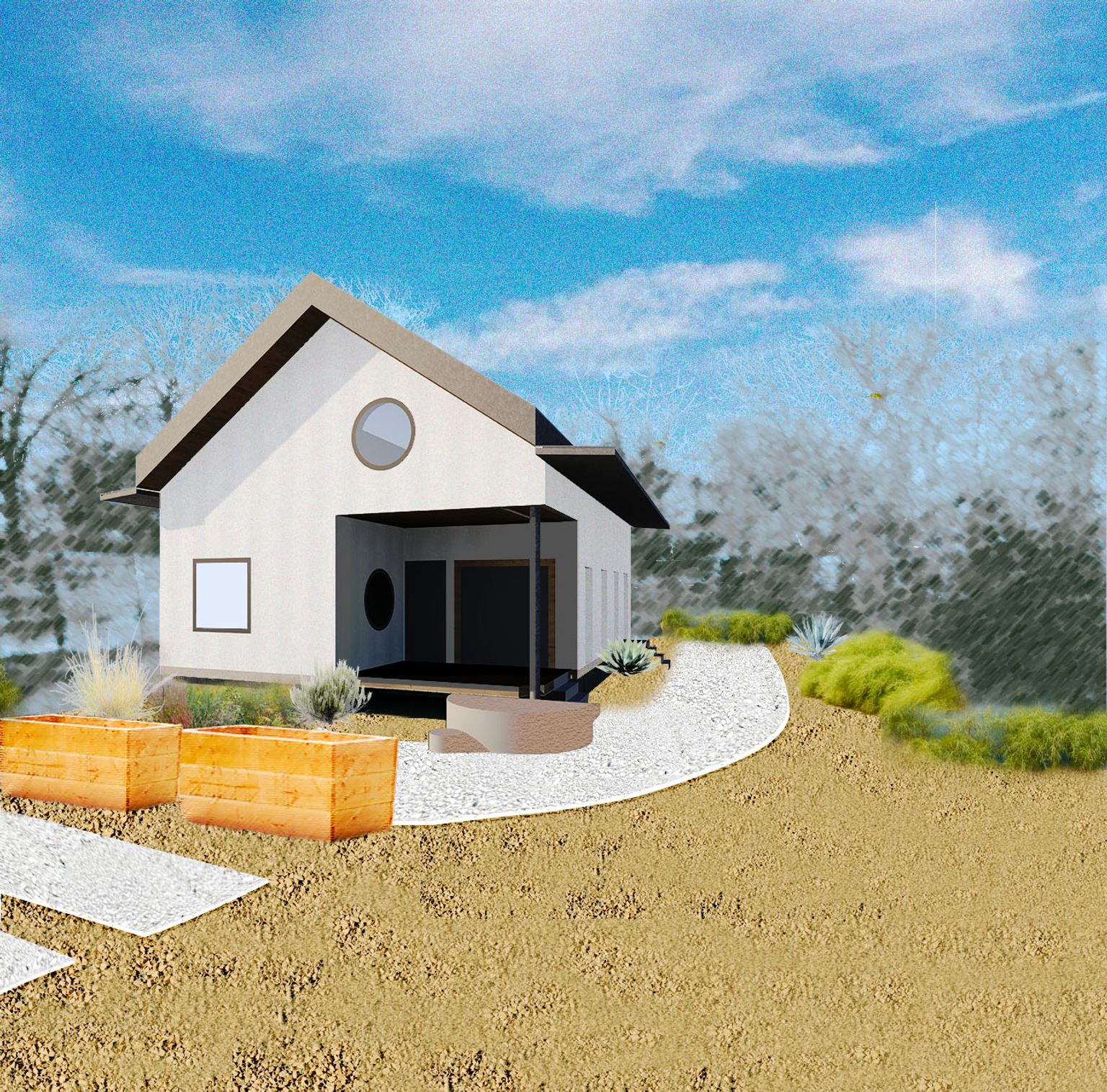 An computer generated image of a house