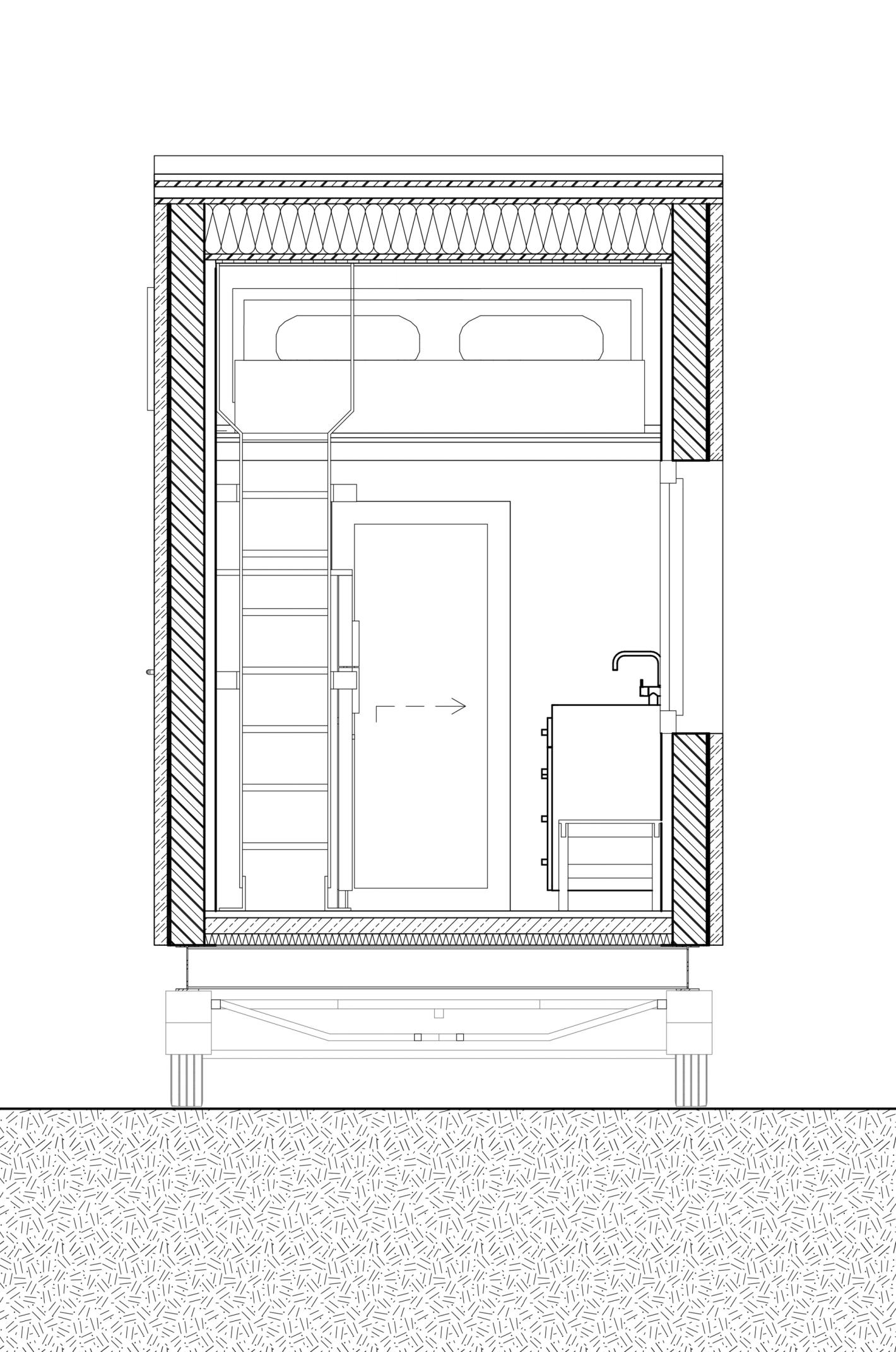 Cross section architectural drawing of tiny enough