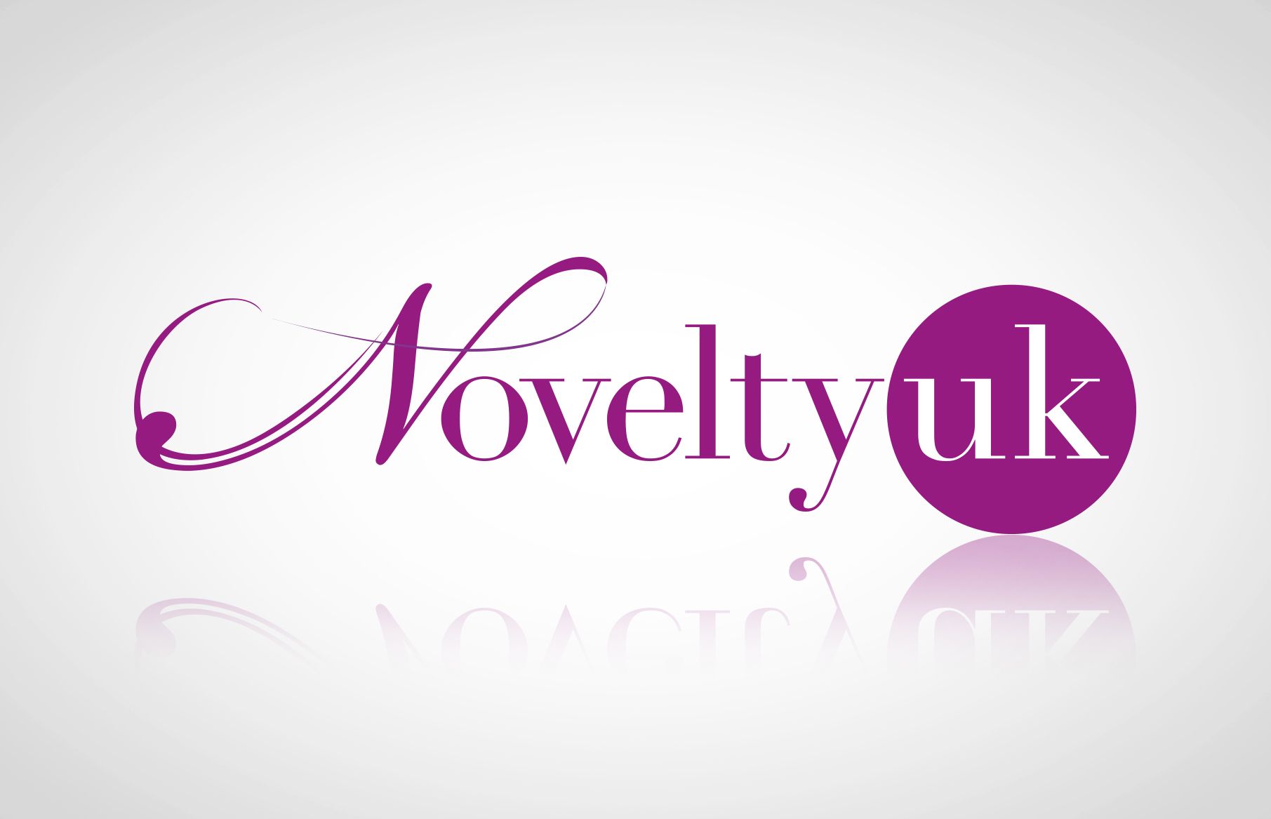 Novelty UK jewellery shop logo featuring an elegant purple serif wordmark with a large decorative, calligraphic “N.” The letters “UK” appear in white inside a solid purple circle, presented on a white background.