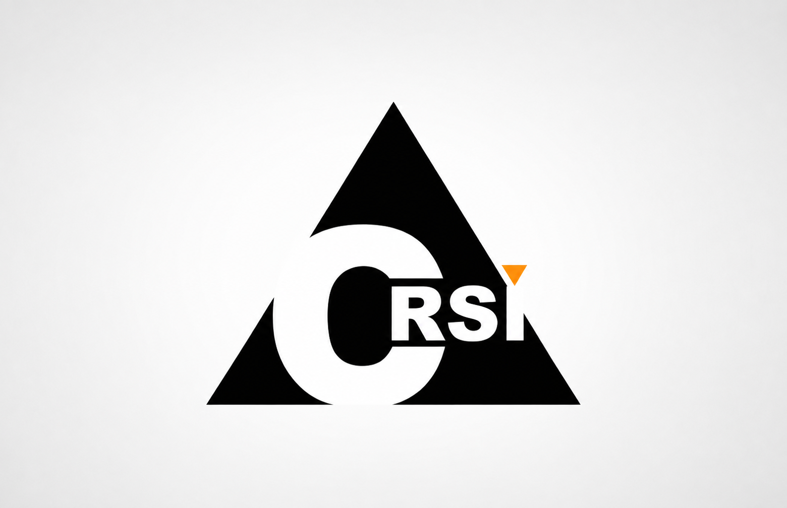 CRSI logo for the Center for Research and Study of Iran, featuring a bold black triangular structure containing interlocking circular and geometric forms. The white initials “RSI” sit within the central form, accented by a small orange triangle.
