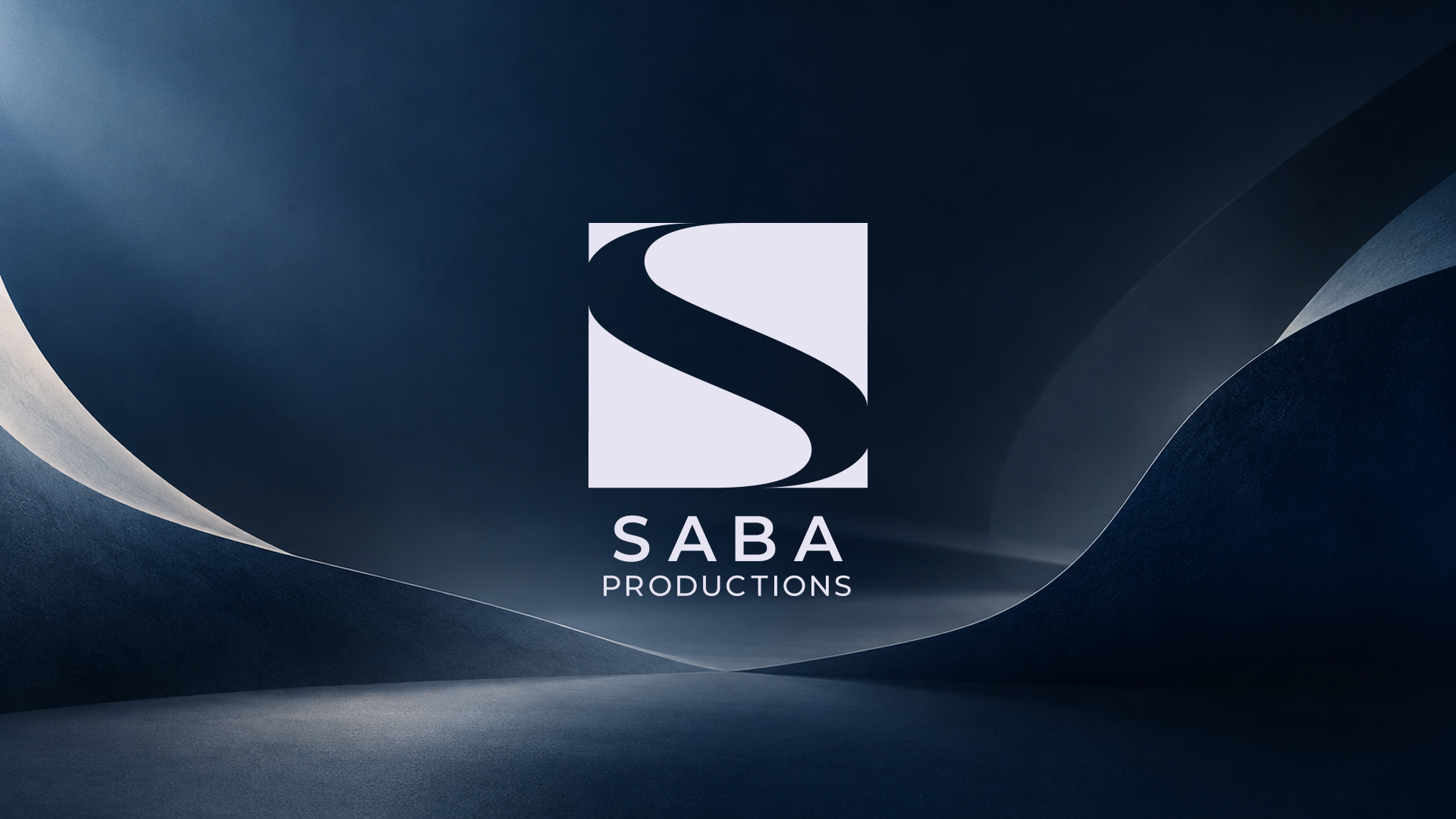 Saba Productions logo in white on a deep navy background.