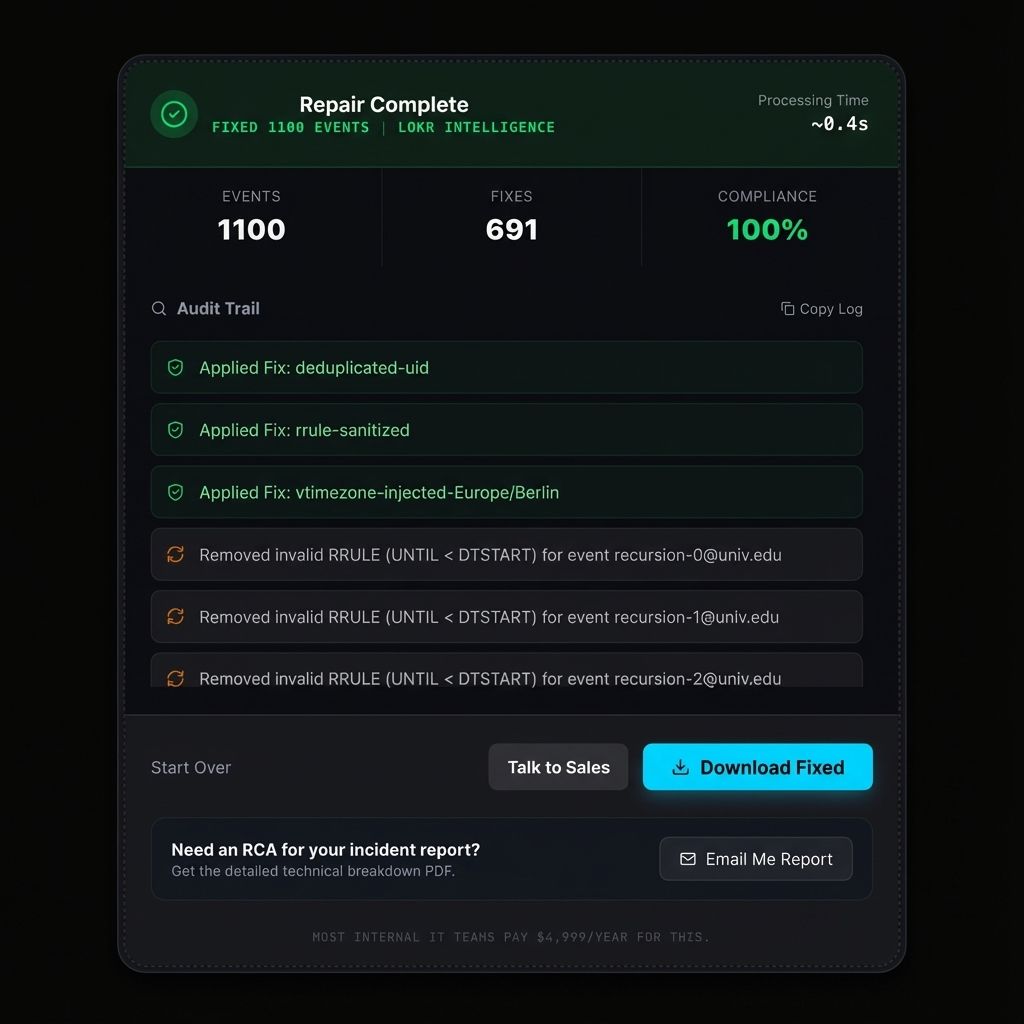 lokr solves 1100 calendar errors in seconds