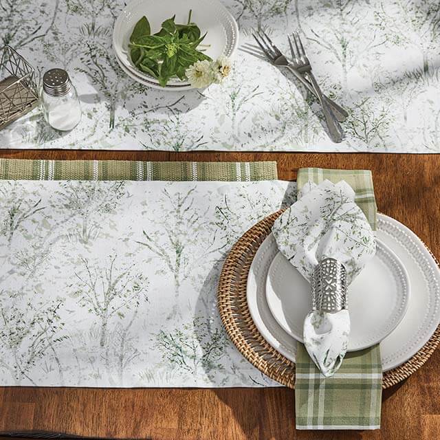 Brooke Green Table Linens and Valance