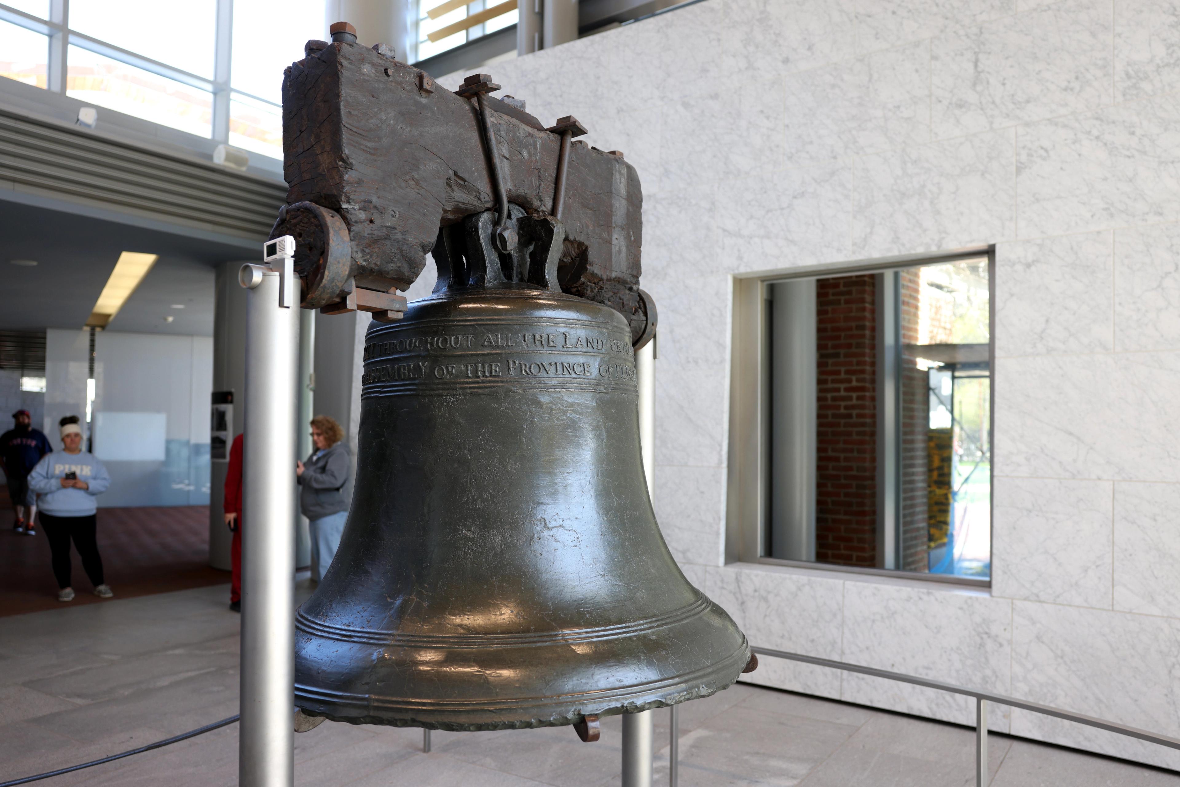 The Liberty Bell at the Liberty Bell Center in Philadelphia, Pennsylvania.