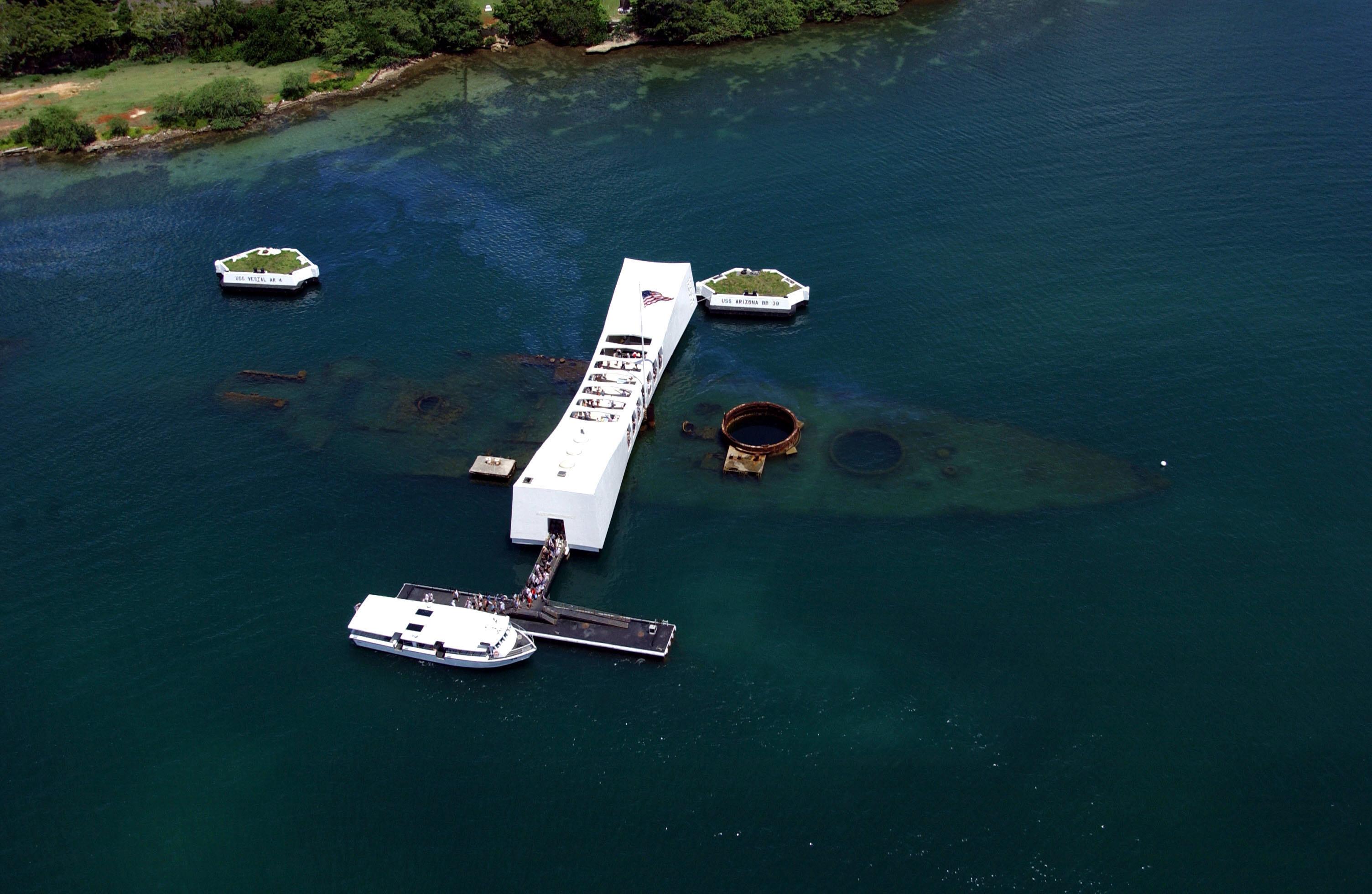 USS Arizona Memorial Pearl Harbor (aerial view)
