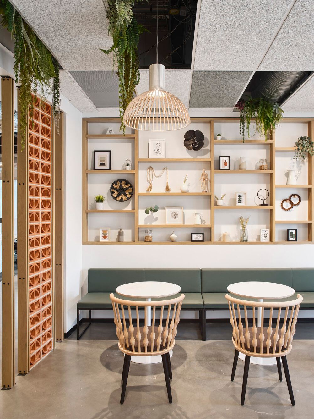 Armstrong Tectum lay-in ceiling panels in a Whole Foods seating area