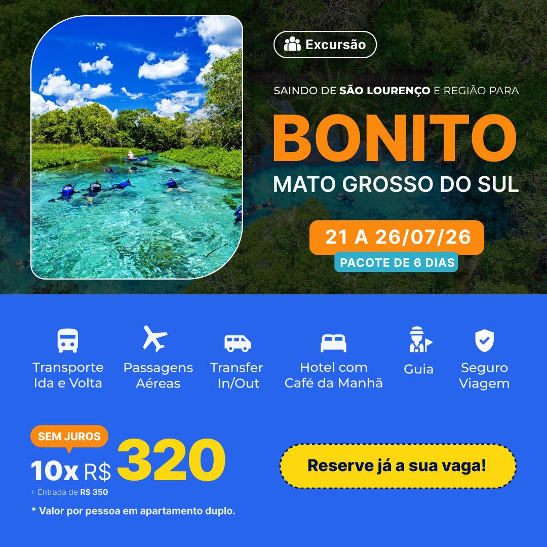 Excursão Bonito - Julho