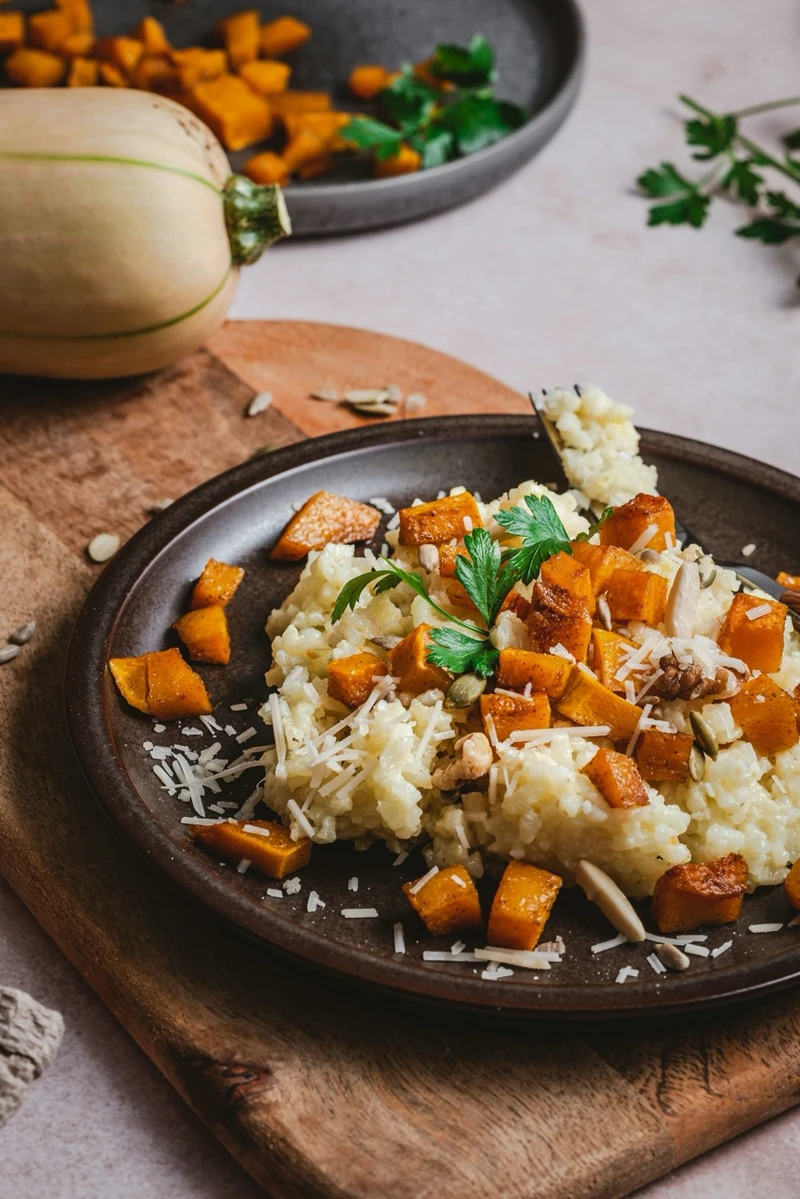 Risotto med flaskegræskar og spekeskinke