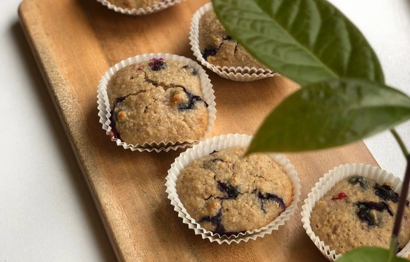 Muffins med blåbær og banan