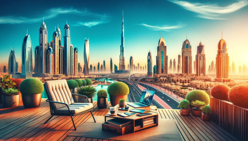 A modern, spacious café in Dubai, ideal for remote work