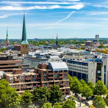 Aerial view of Dortmund city skyline.